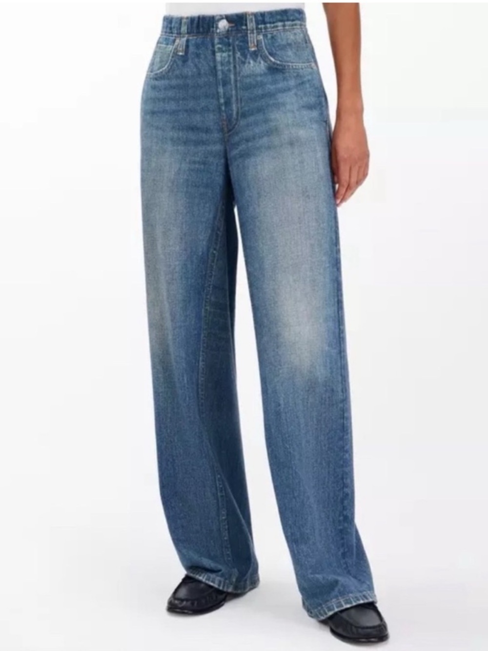 Rag & Bone Miramar Wide-Leg Sweatpant Jeans Blue Small
